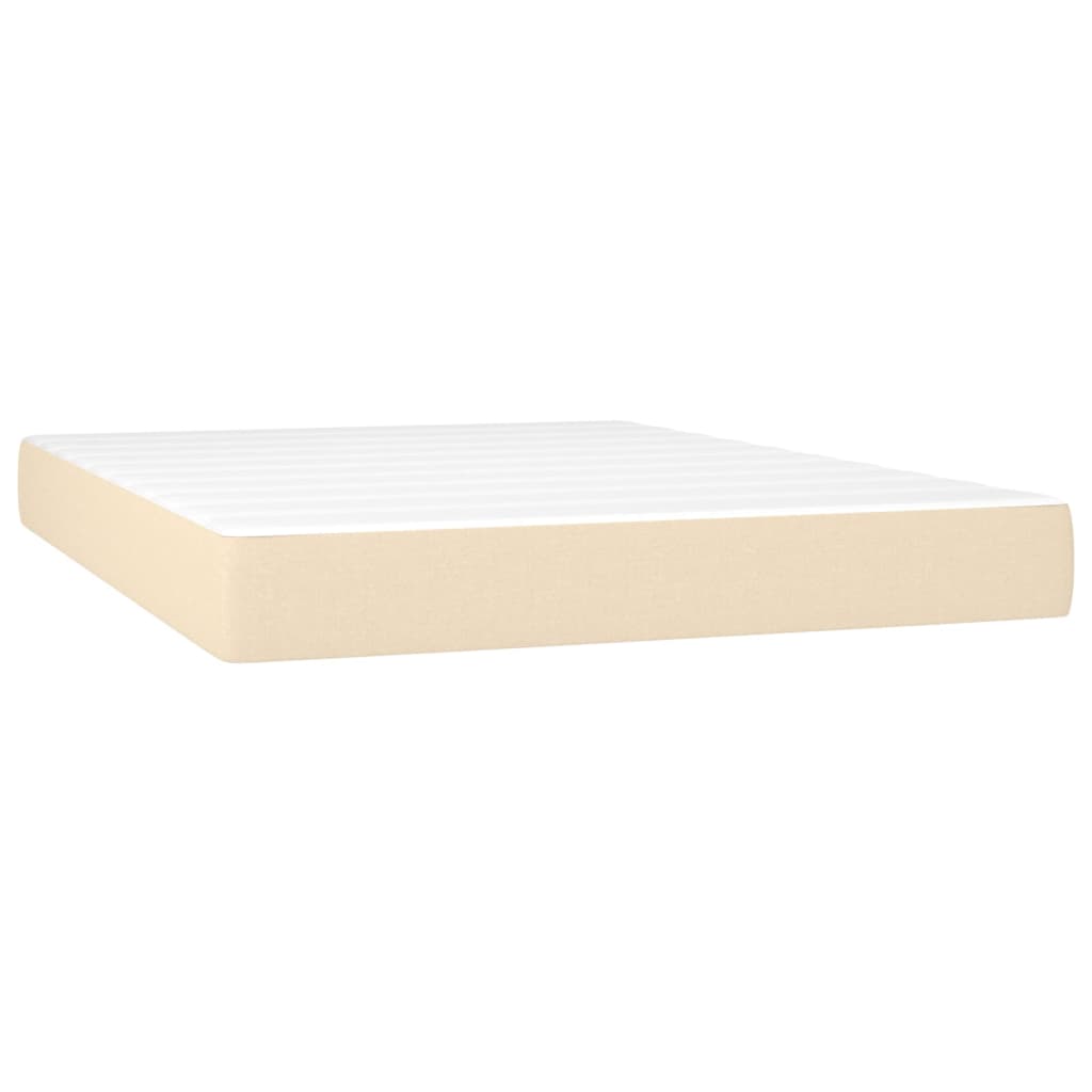 Letto A Molle Con Materasso E Led Crema 140x200 Cm In Tessuto - Image 6