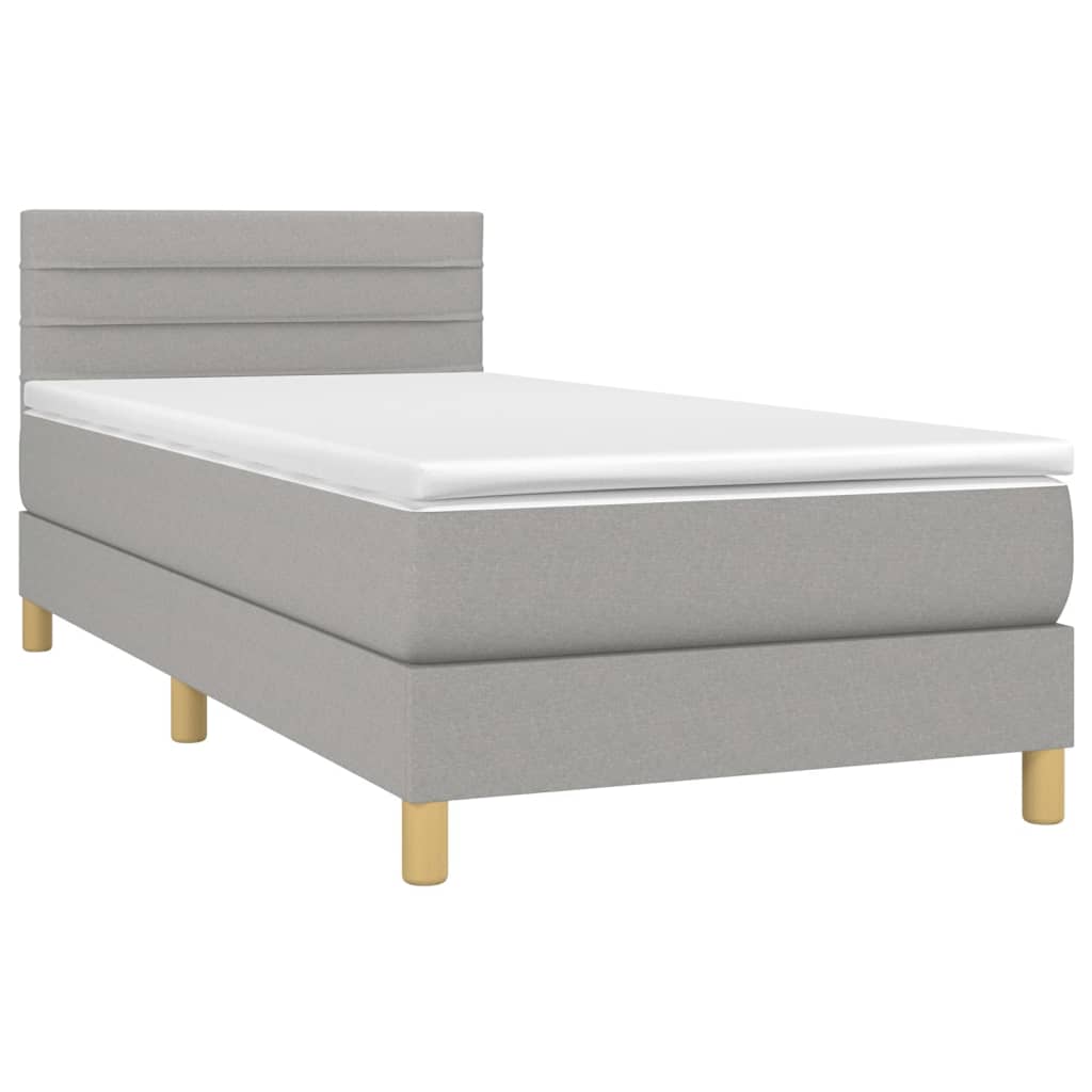 Letto A Molle Materasso E Led Grigio Chiaro 100x200 Cm Tessuto - Image 3