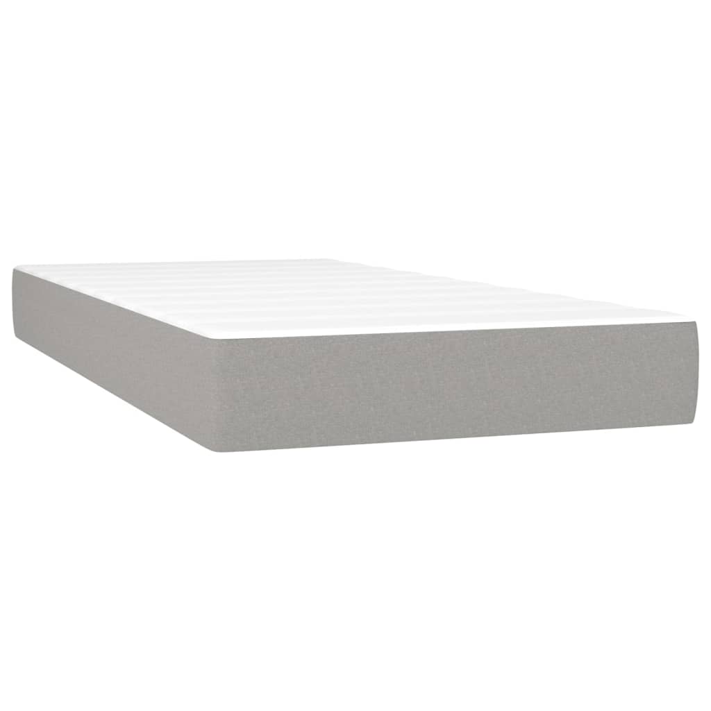 Letto A Molle Materasso E Led Grigio Chiaro 100x200 Cm Tessuto - Image 6