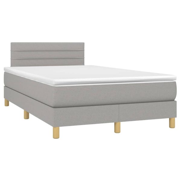 Letto A Molle Materasso E Led Grigio Chiaro 120x200 Cm Tessuto - Image 3