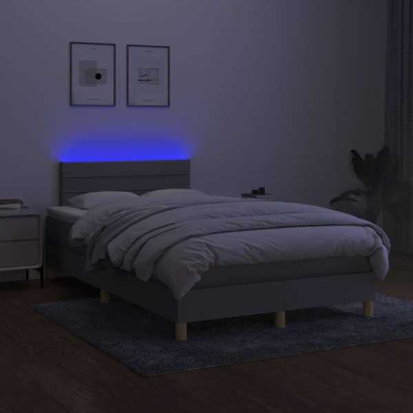 Letto A Molle Materasso E Led Grigio Chiaro 120x200 Cm Tessuto - Image 4