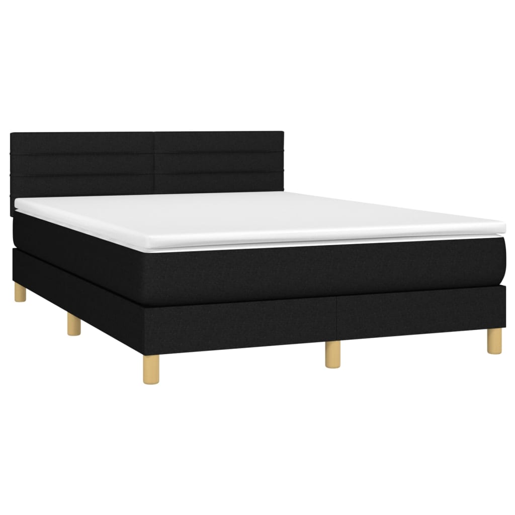Letto A Molle Con Materasso E Led Nero 140x190 Cm In Tessuto - Image 3