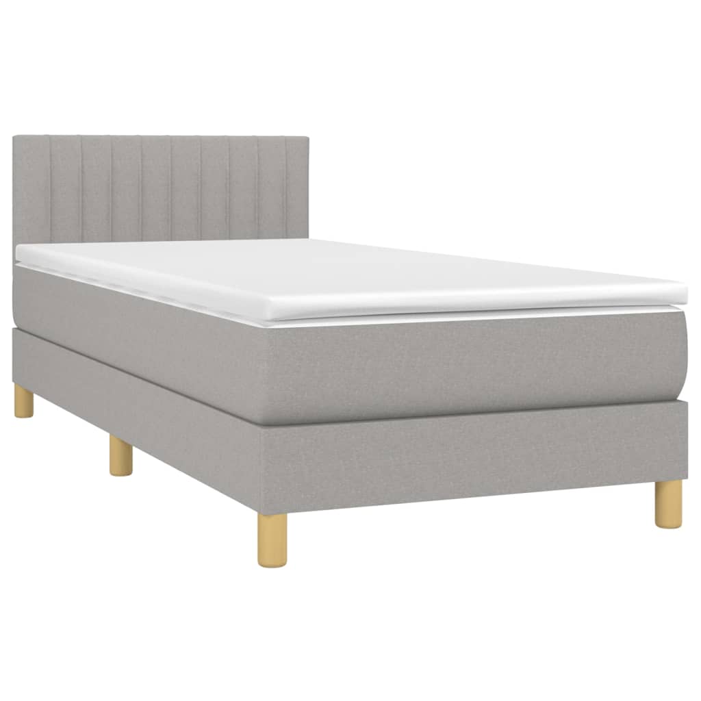 Letto A Molle Materasso E Led Grigio Chiaro 100x200 Cm Tessuto - Image 4