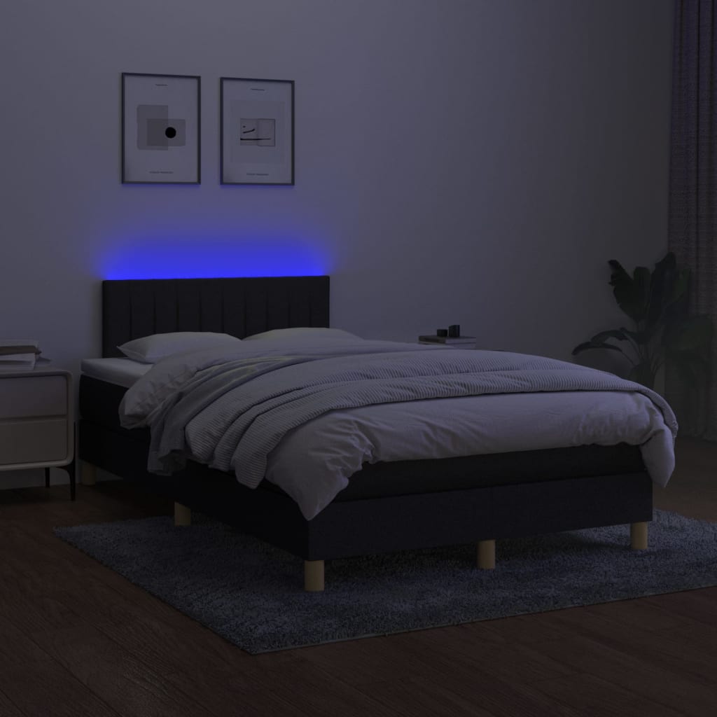 Letto A Molle Con Materasso E Led Nero 120x200cm In Tessuto - Image 3