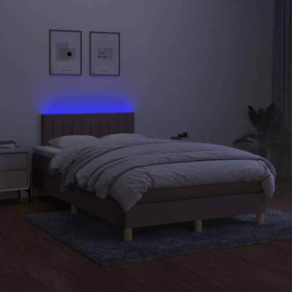 Letto A Molle Con Materasso E Led Tortora 120x200cm In Tessuto - Image 3