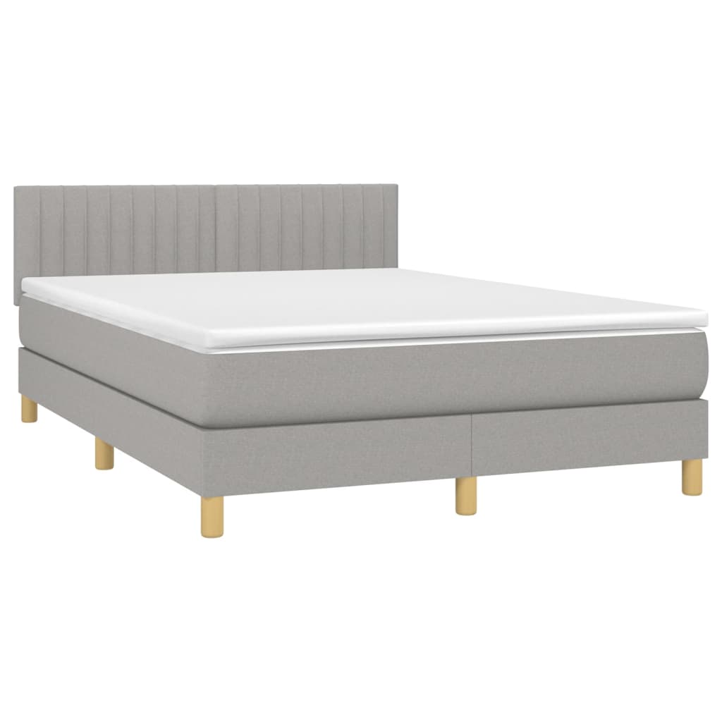 Letto A Molle Materasso E Led Grigio Chiaro 140x190 Cm Tessuto - Image 4