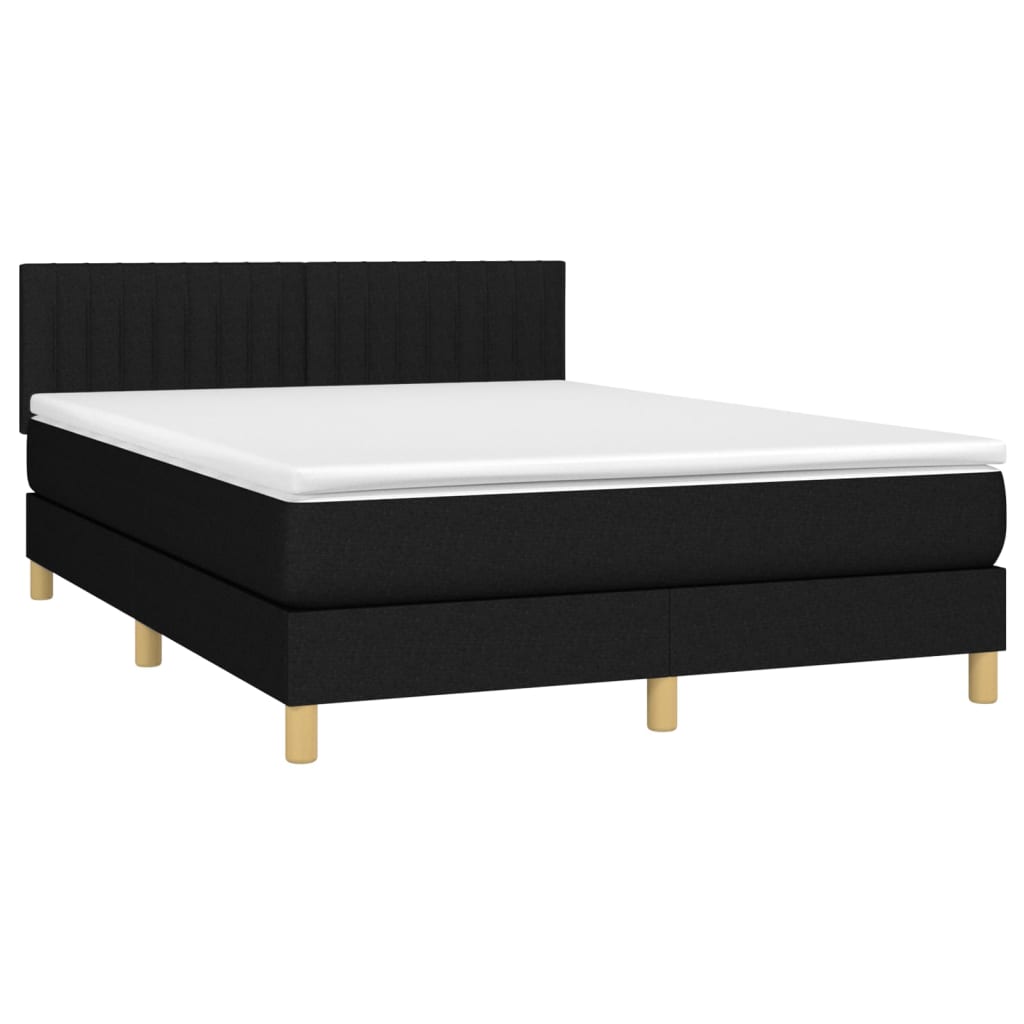Letto A Molle Con Materasso E Led Nero 140x190 Cm In Tessuto - Image 4