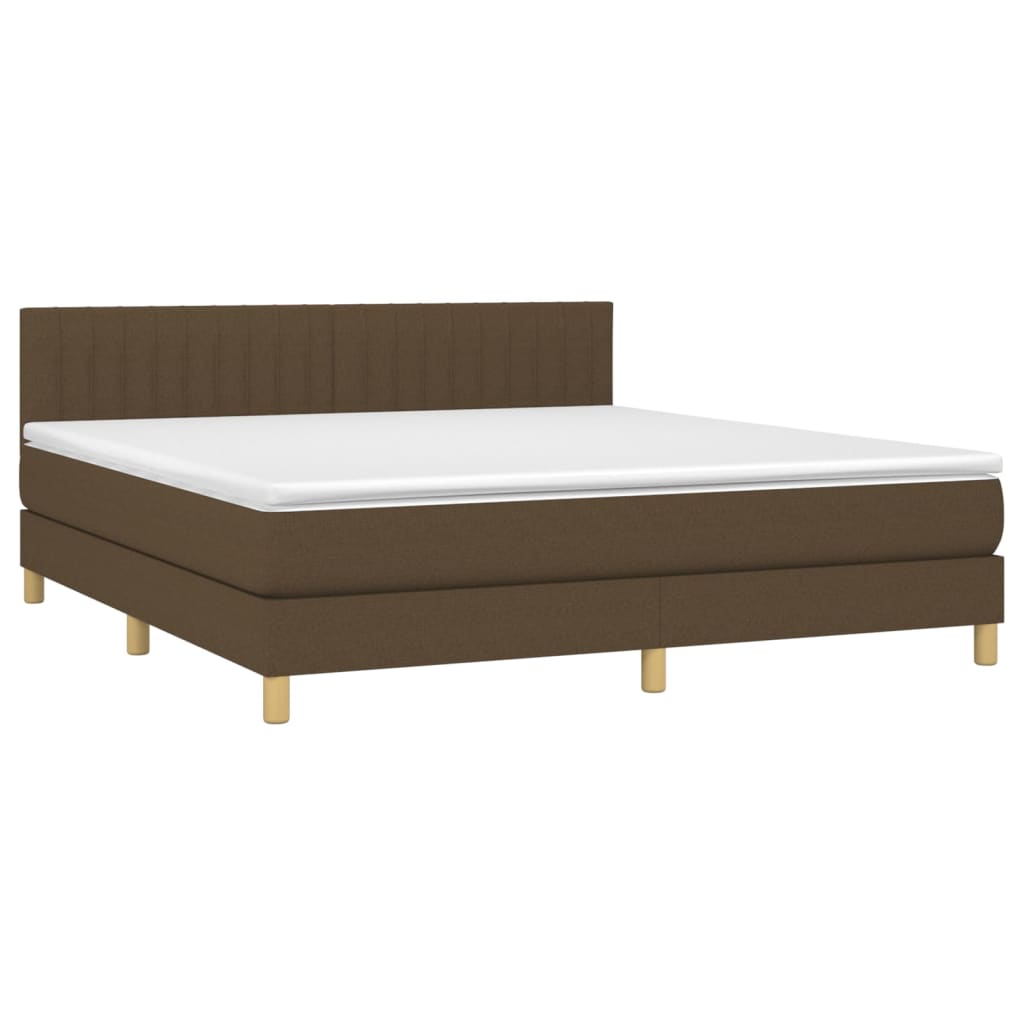 Letto A Molle Materasso E Led Marronescuro 180x200cm In Tessuto - Image 4