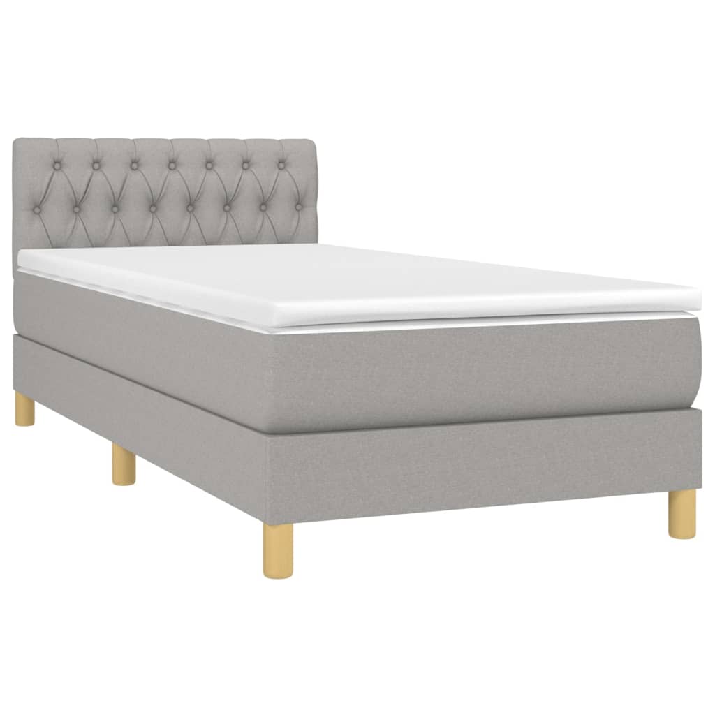 Letto A Molle Materasso E Led Grigio Chiaro 80x200 Cm Tessuto - Image 3