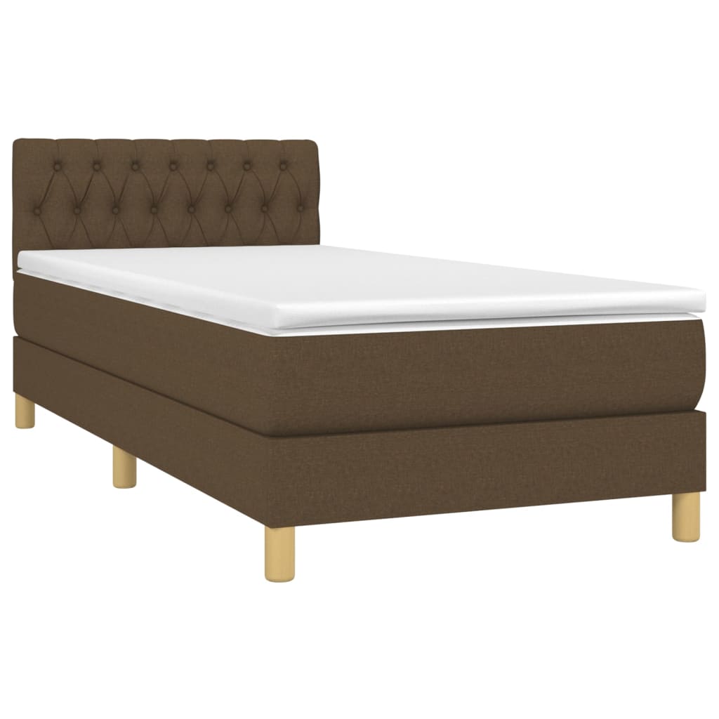 Letto A Molle Materasso E Led Marrone Scuro 90x190cm In Tessuto - Image 3