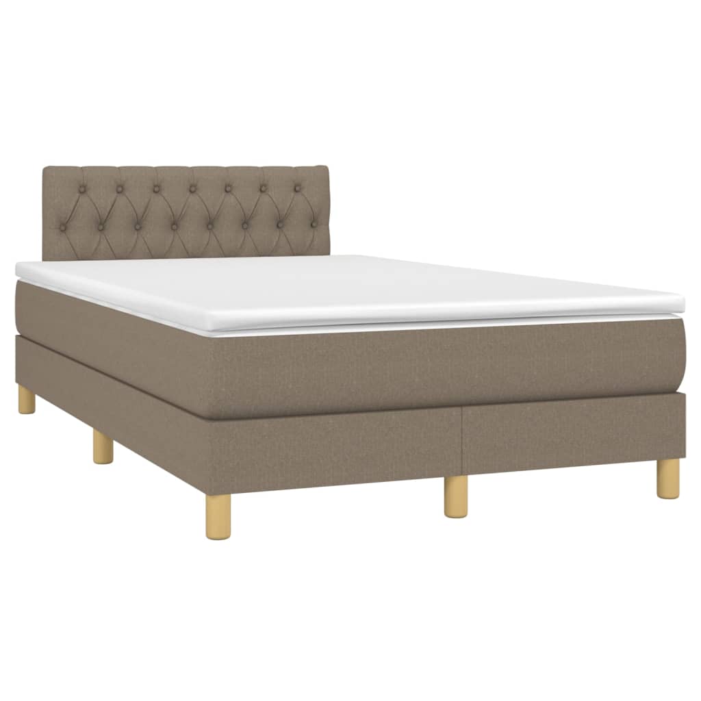 Letto A Molle Con Materasso E Led Tortora 120x200cm In Tessuto - Image 3
