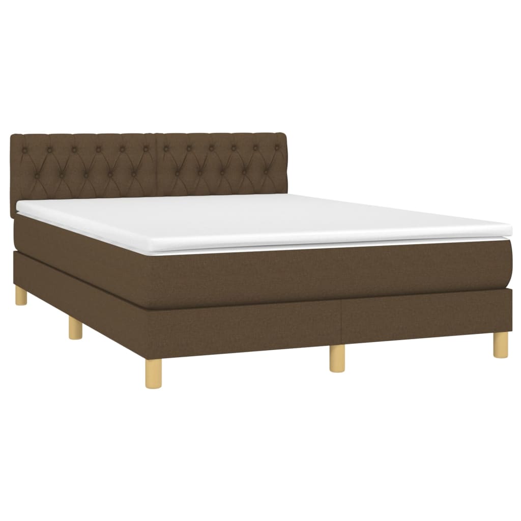 Letto A Molle Materasso E Led Marrone Scuro 140x200 Cm Tessuto - Image 3