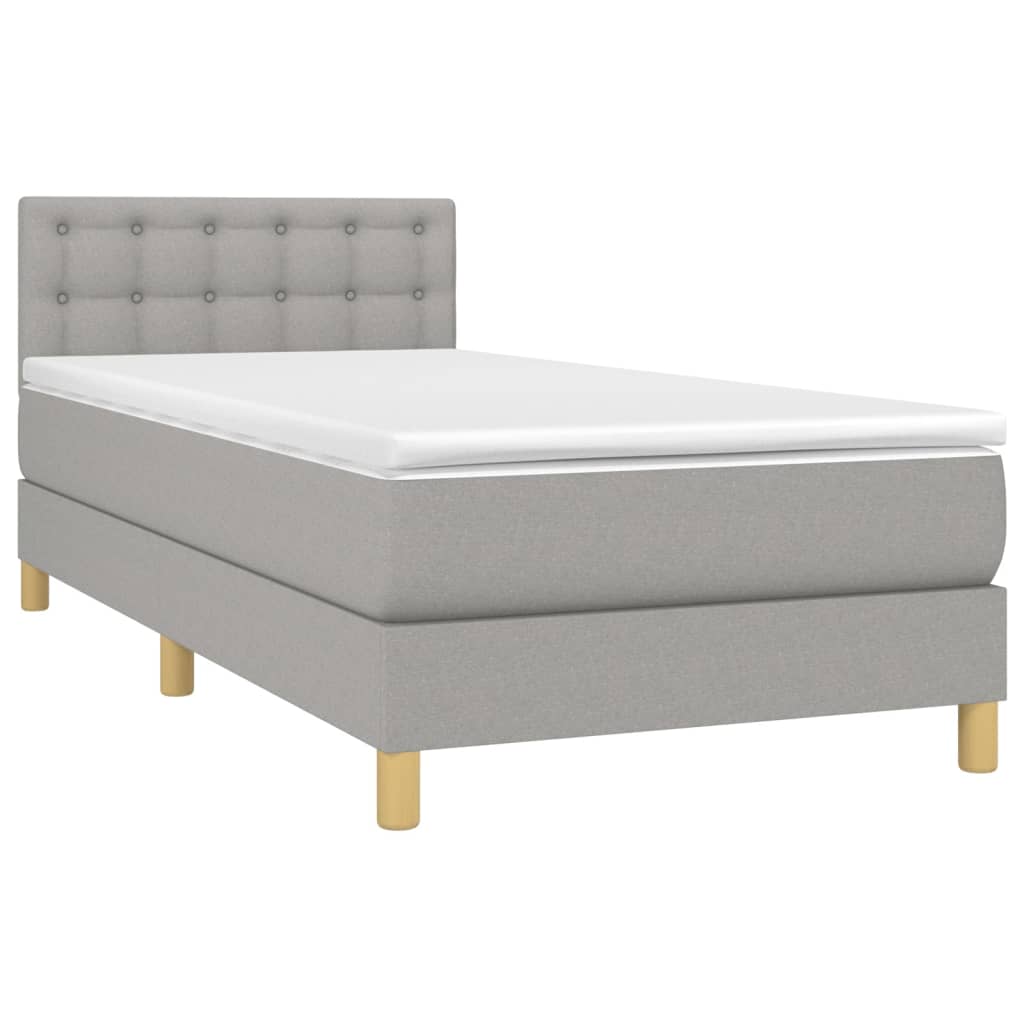 Letto A Molle Materasso E Led Grigio Chiaro 80x200 Cm Tessuto - Image 3