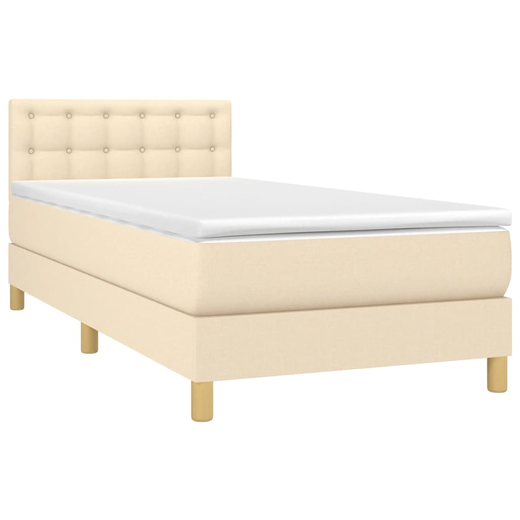 Letto A Molle Con Materasso E Led Crema 80x200 Cm In Tessuto - Image 3