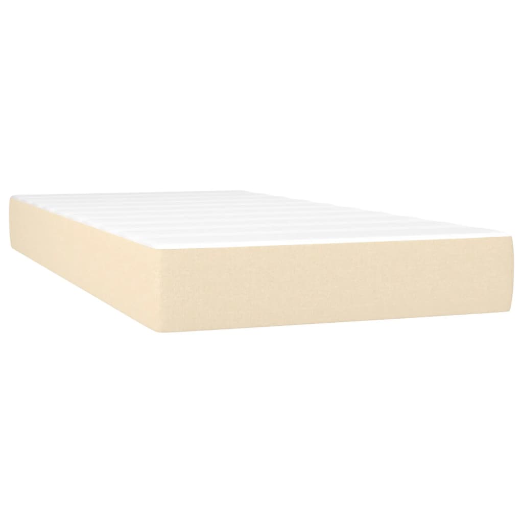 Letto A Molle Con Materasso E Led Crema 80x200 Cm In Tessuto - Image 6