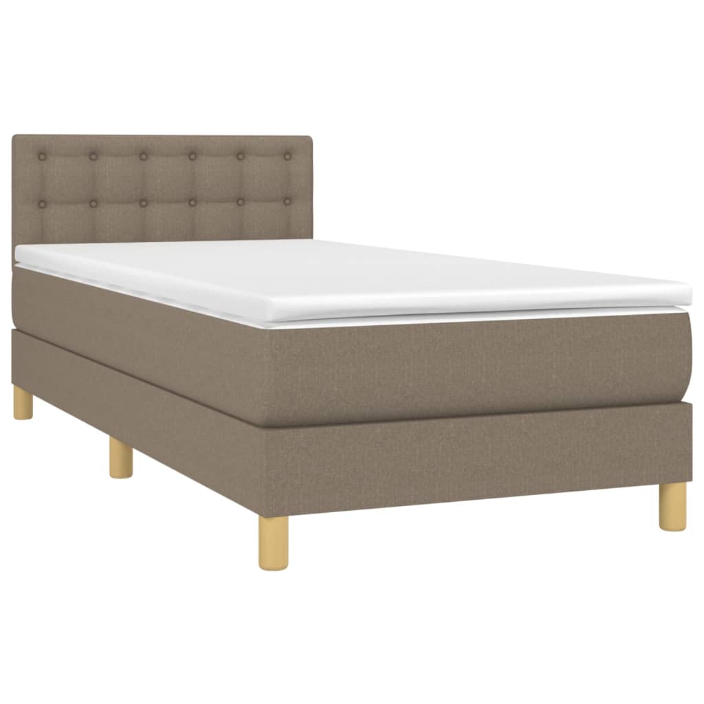 Letto A Molle Con Materasso E Led Tortora 100x200cm In Tessuto - Image 3