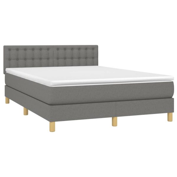 Letto A Molle Materasso E Led Grigio Scuro 140x200cm In Tessuto - Image 3