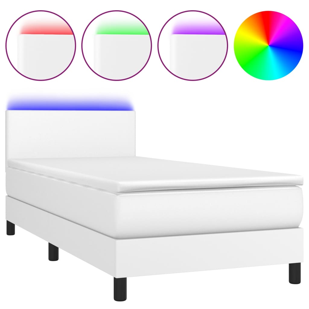 Giroletto Molle Con Materasso E Led Bianco 100x200cm Similpelle - Image 2