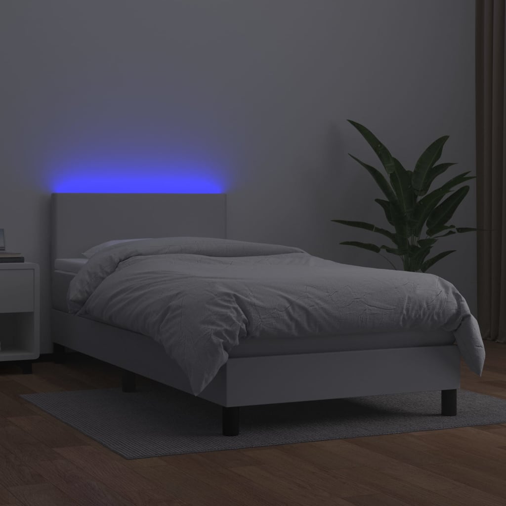 Giroletto Molle Con Materasso E Led Bianco 100x200cm Similpelle - Image 4