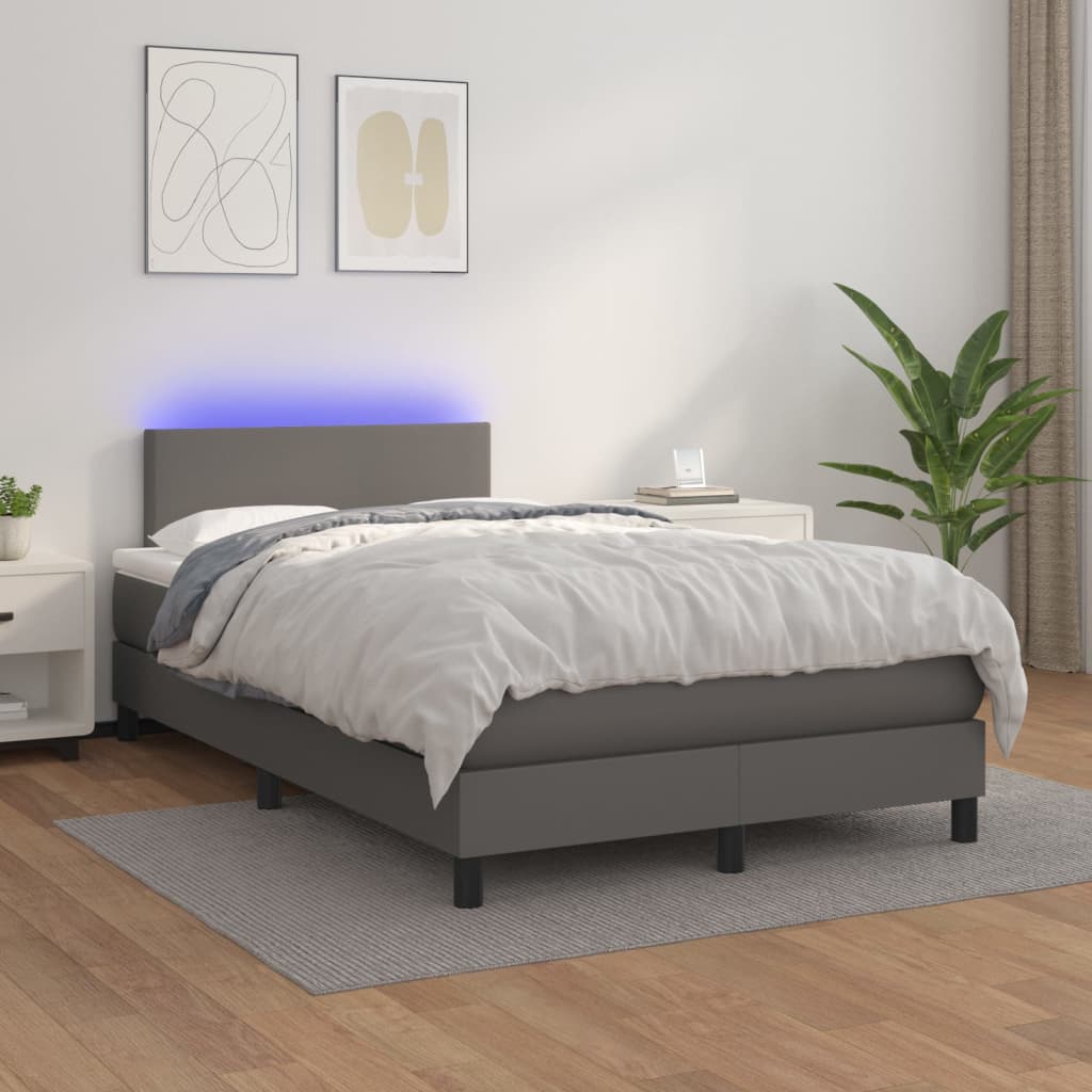 Giroletto Molle Con Materasso E Led Grigio 120x200cm Similpelle