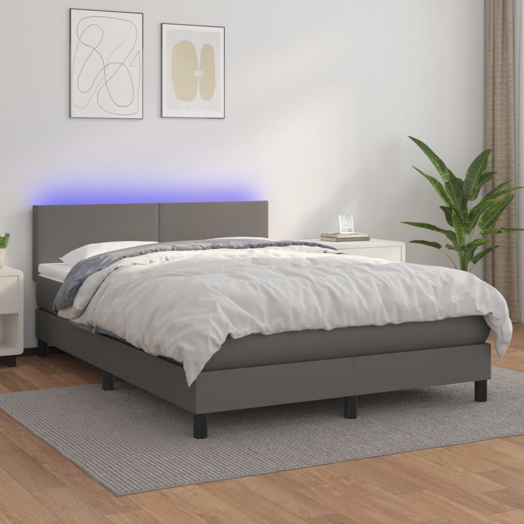 Giroletto Molle Con Materasso E Led Grigio 140x200cm Similpelle