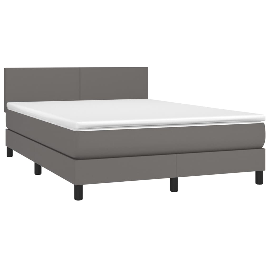Giroletto Molle Con Materasso E Led Grigio 140x200cm Similpelle - Image 3