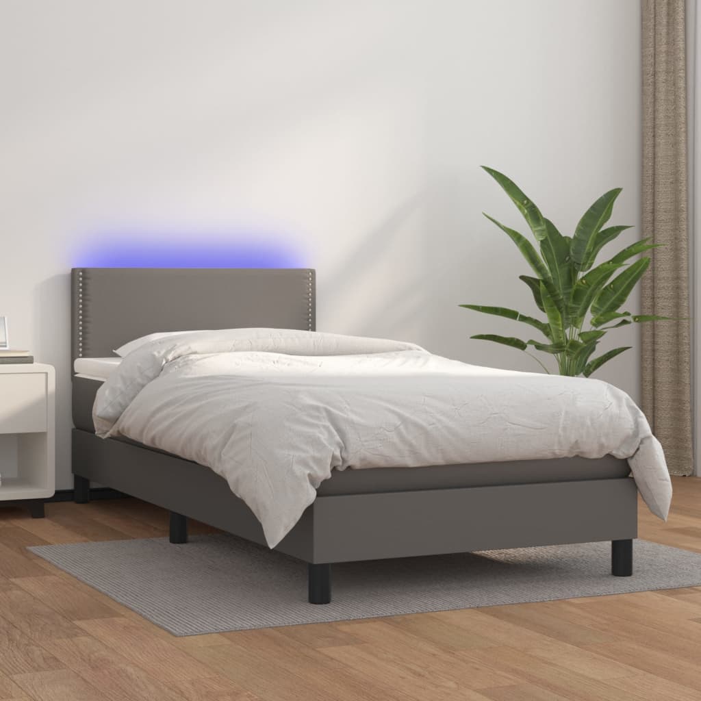 Giroletto Molle Con Materasso E Led Grigio 80x200cm Similpelle