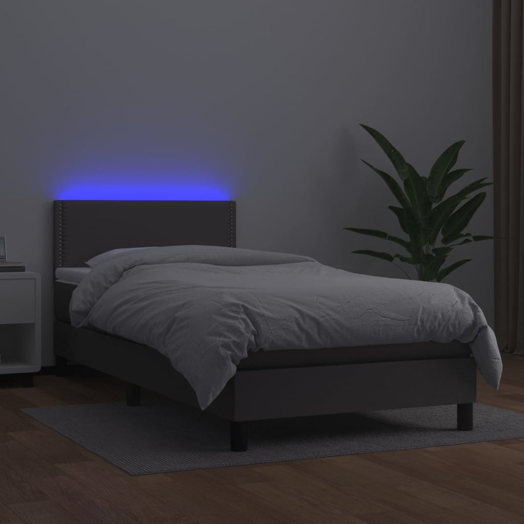 Giroletto Molle Con Materasso E Led Grigio 80x200cm Similpelle - Image 4