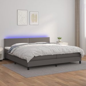 Giroletto Molle Con Materasso E Led Grigio 200x200cm Similpelle