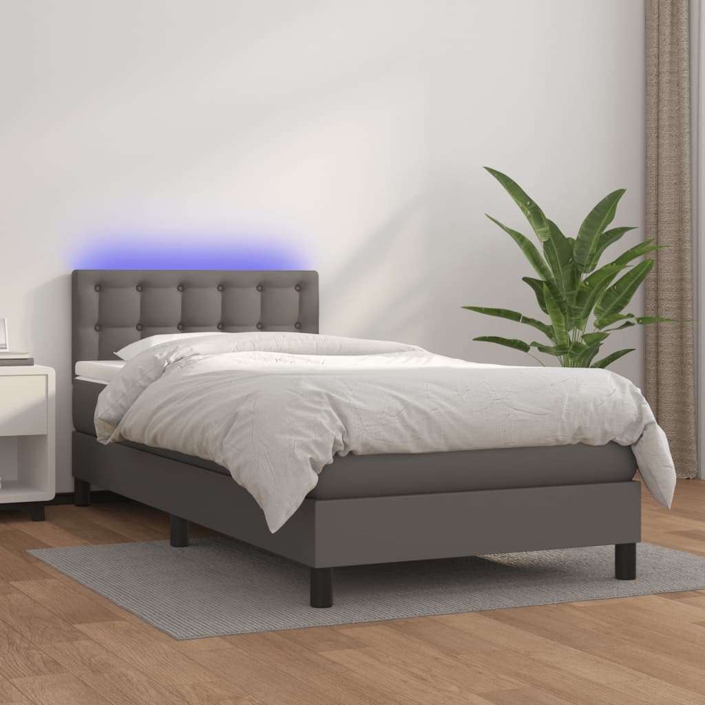 Giroletto Molle Con Materasso E Led Grigio 80x200cm Similpelle