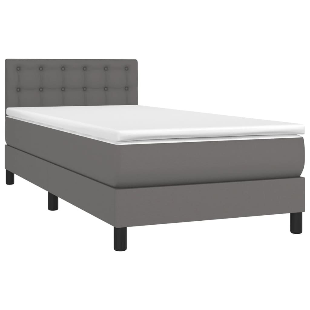 Giroletto Molle Con Materasso E Led Grigio 90x200cm Similpelle - Image 3