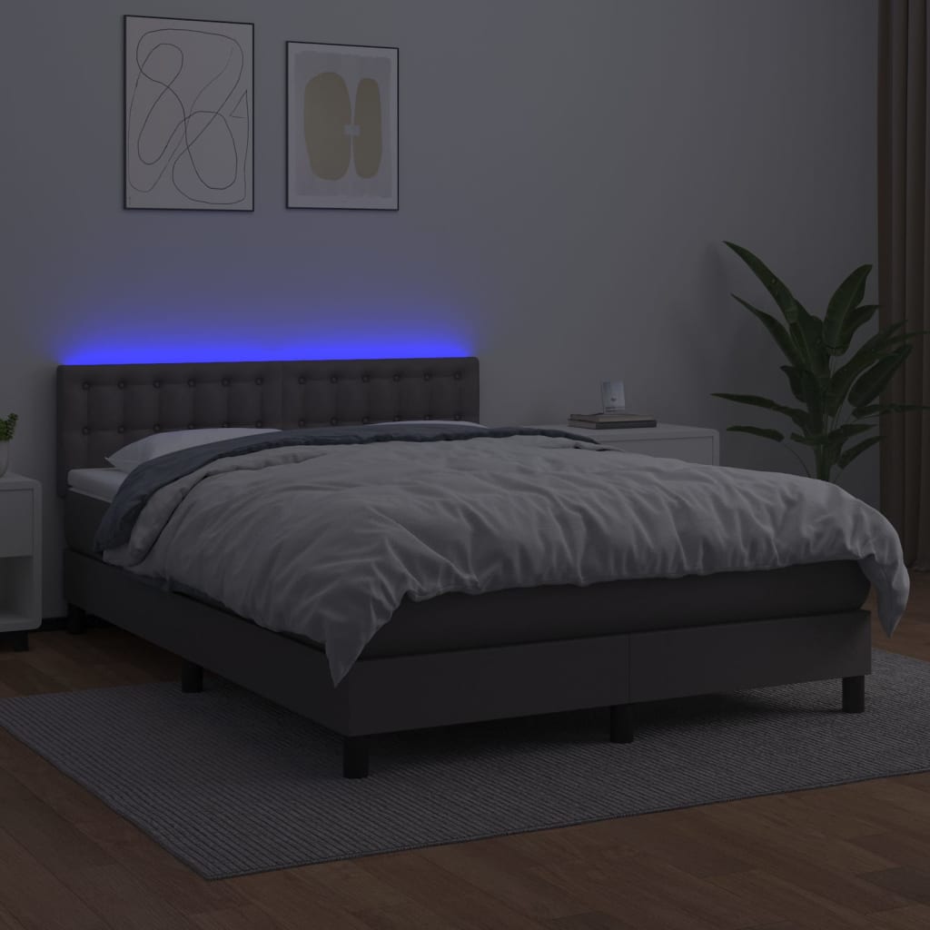 Giroletto Molle Con Materasso E Led Grigio 140x200cm Similpelle - Image 4