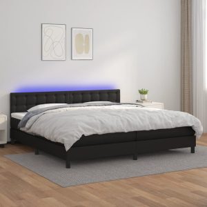 Giroletto A Molle Con Materasso E Led Nero 200x200cm Similpelle