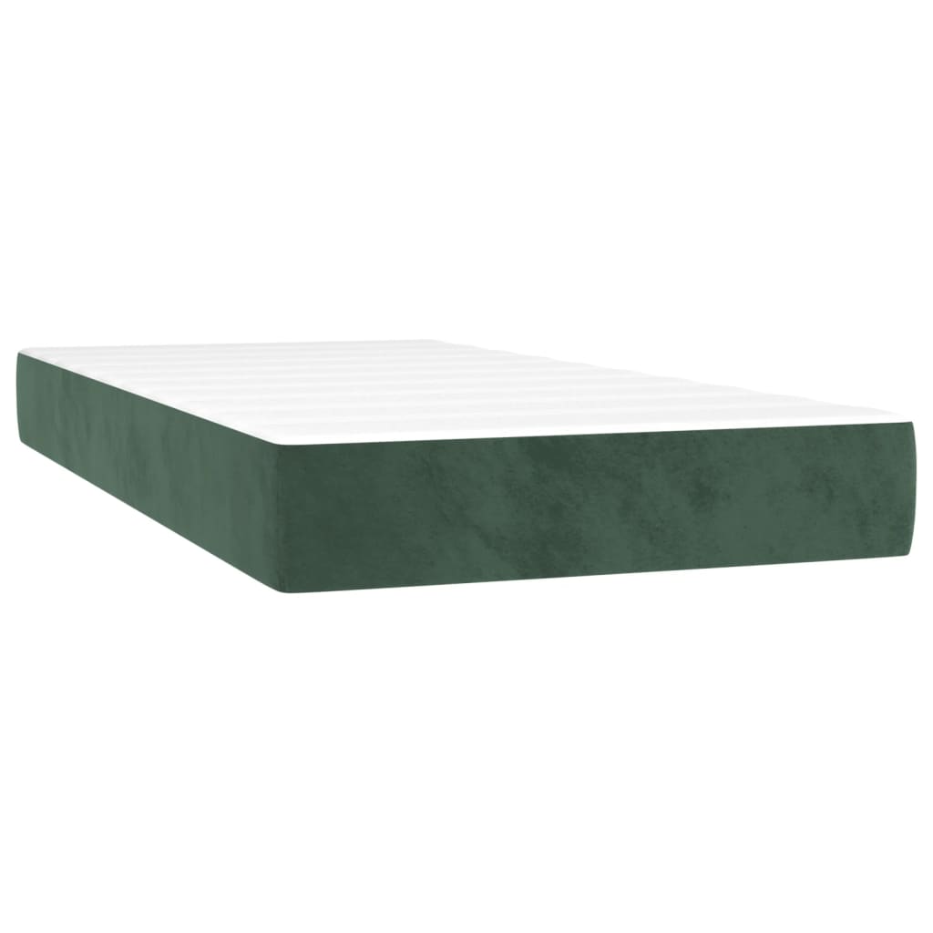Letto A Molle Con Materasso E Led Verde Scuro 80x200cm Velluto - Image 6