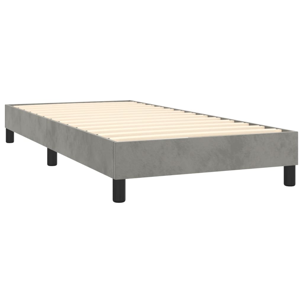 Letto A Molle Materasso E Led Grigio Chiaro 100x200 Cm Velluto - Image 5