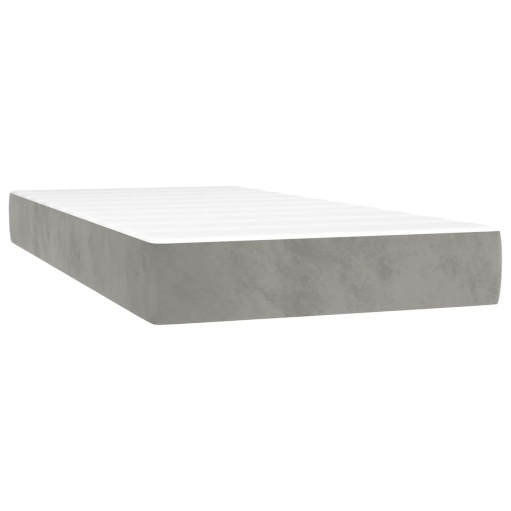 Letto A Molle Materasso E Led Grigio Chiaro 100x200 Cm Velluto - Image 6