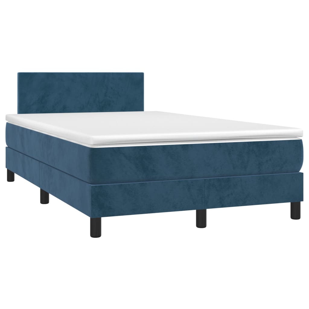 Letto A Molle Con Materasso E Led Blu Scuro 120x200cm - Image 3