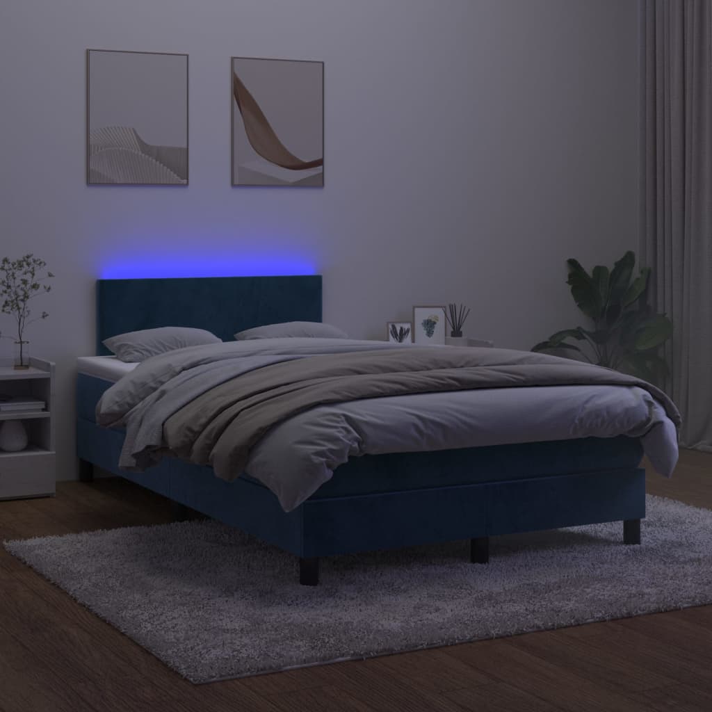 Letto A Molle Con Materasso E Led Blu Scuro 120x200cm - Image 4