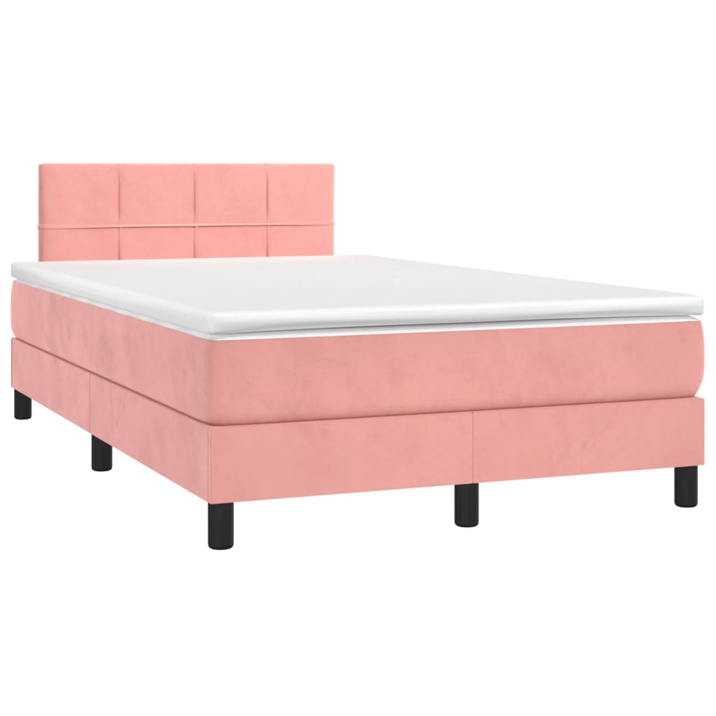 Letto A Molle Con Materasso E Led Rosa 120x200 Cm In Velluto - Image 4