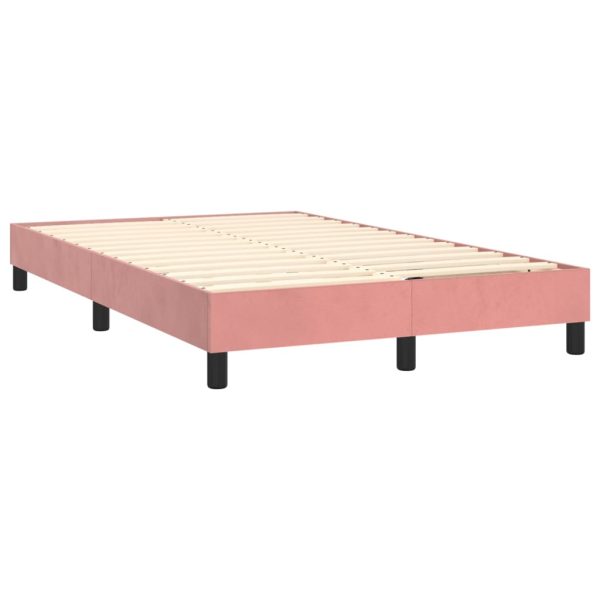 Letto A Molle Con Materasso E Led Rosa 120x200 Cm In Velluto - Image 5