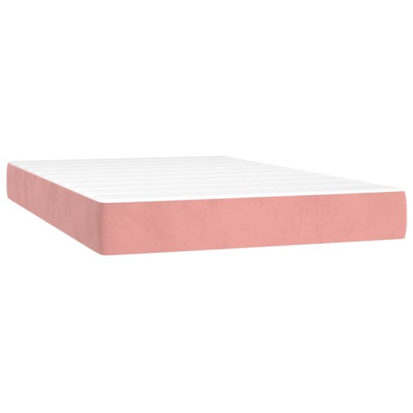 Letto A Molle Con Materasso E Led Rosa 120x200 Cm In Velluto - Image 6