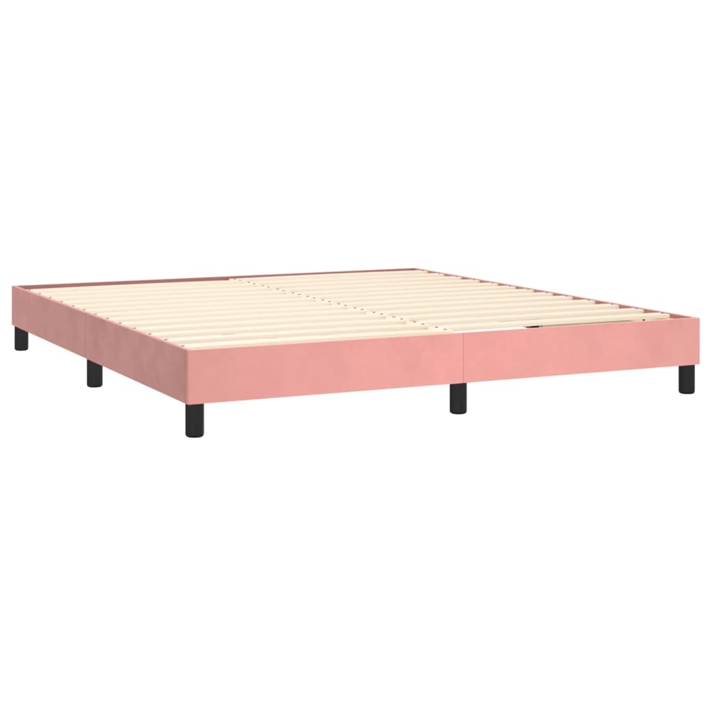 Letto A Molle Con Materasso E Led Rosa 180x200 Cm In Velluto - Image 5