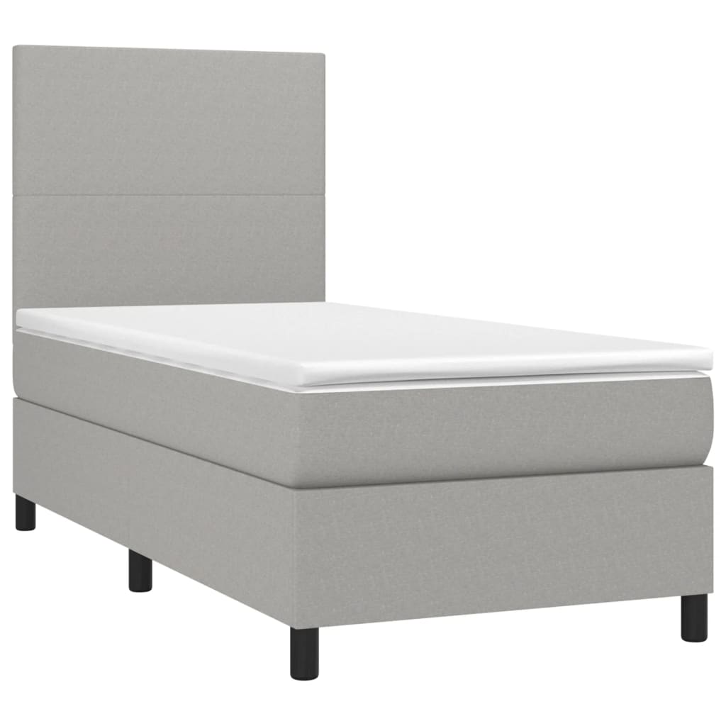 Letto A Molle Materasso E Led Grigio Chiaro 90x200 Cm Tessuto - Image 3
