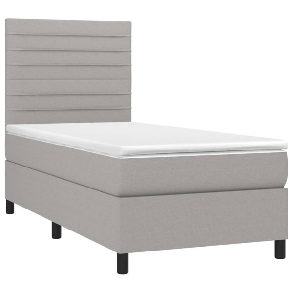 Letto A Molle Materasso E Led Grigio Chiaro 90x200 Cm Tessuto - Image 3