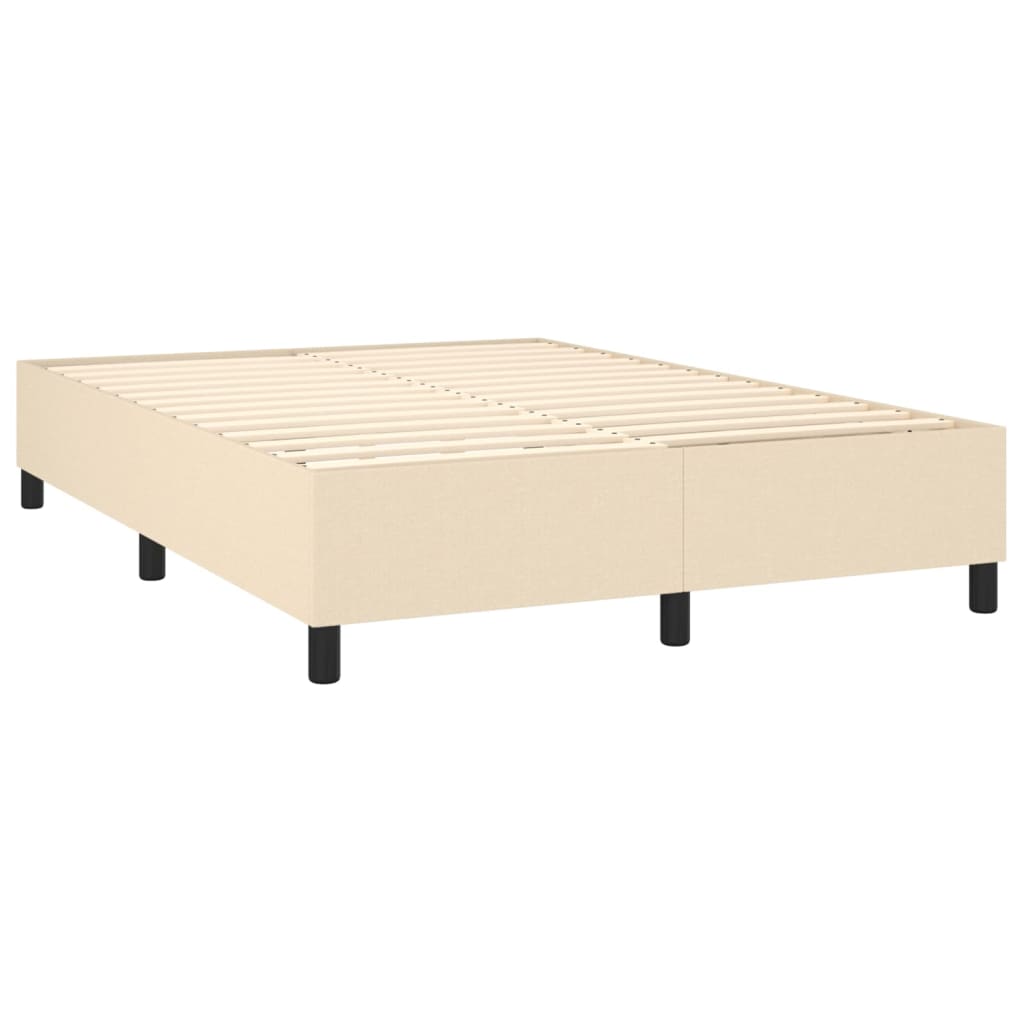 Letto A Molle Con Materasso E Led Crema 140x200 Cm In Tessuto - Image 5