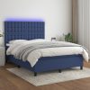 Letto A Molle Con Materasso E Led Blu 140x200 Cm In Tessuto