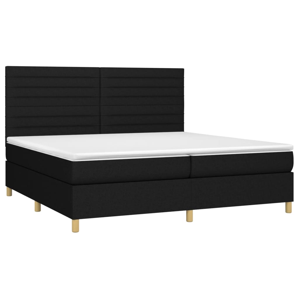 Letto A Molle Materasso E Led Nero 200x200cm In Tessuto - Image 3