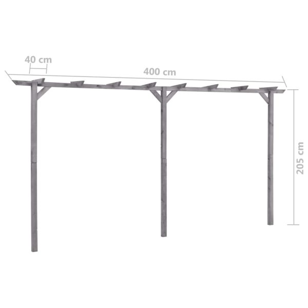 Pergolato Da Giardino Grigio 400x40x205 Cm In Pino Impregnato - Image 5