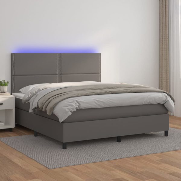 Giroletto Molle Con Materasso E Led Grigio 140x200cm Similpelle