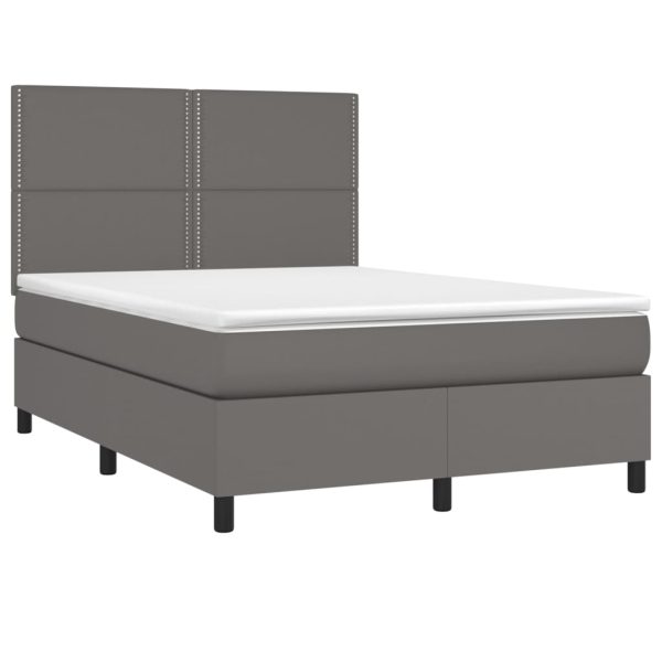 Giroletto Molle Con Materasso E Led Grigio 140x200cm Similpelle - Image 3